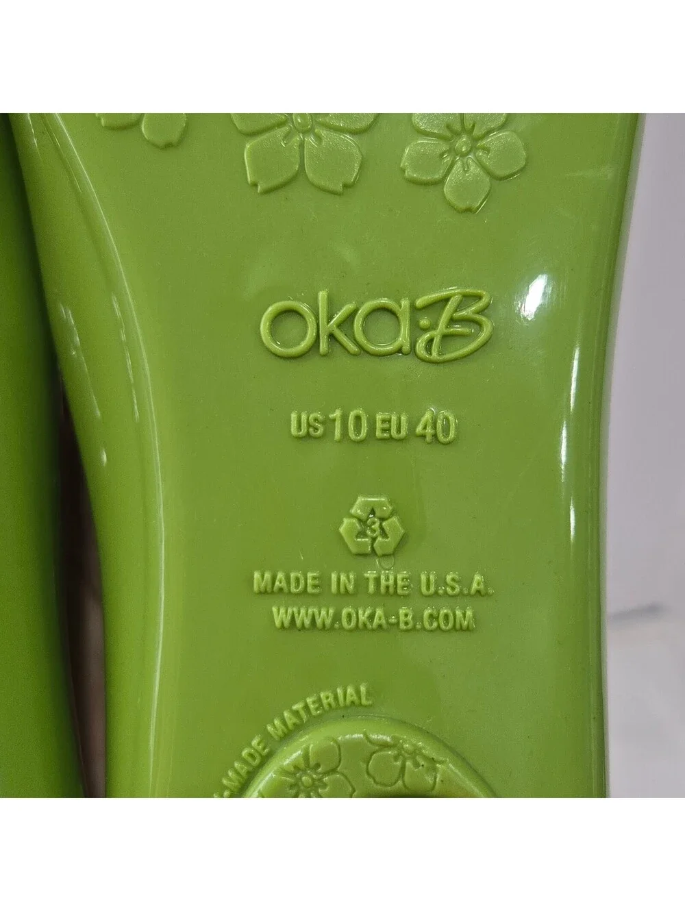 Oka-B Green Jelly Ballet Flats Women's US 10 EU 40 Waterproof Slip On Shoes
